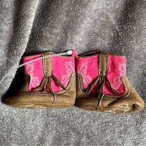 Rising Star Pink and Brown Baby Walker Shoes